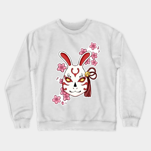 Blossoming Habits: A Cherry Blossom Japanese Mask Crewneck Sweatshirt by alexandre-arts